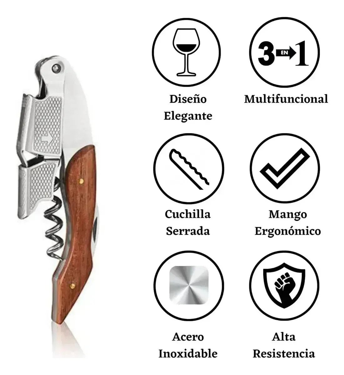Sacacorchos Doble Impulso Utensilio Cocina Premium - Image 6