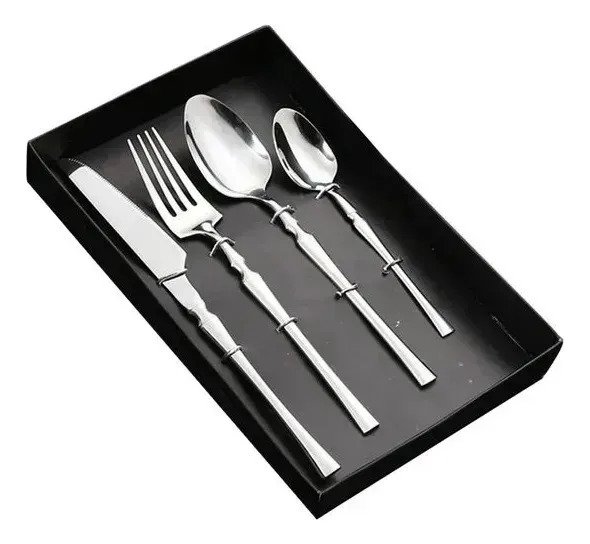 Set X24 Piezas Cubiertos Acero Inox Tenedor Cuchillo Pulidos - Image 3