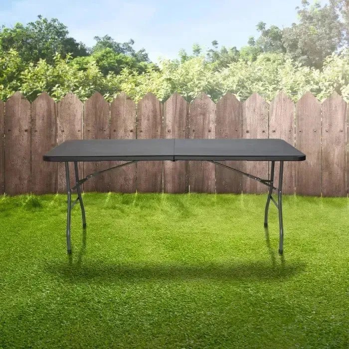 Mesa Plegable Camping Negro Clasico Hogar Color Negro - Image 9