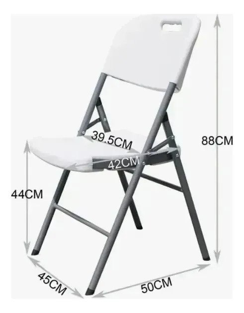 Silla Plegable Reforzada Blanca Combo X6 Unidades Hogar