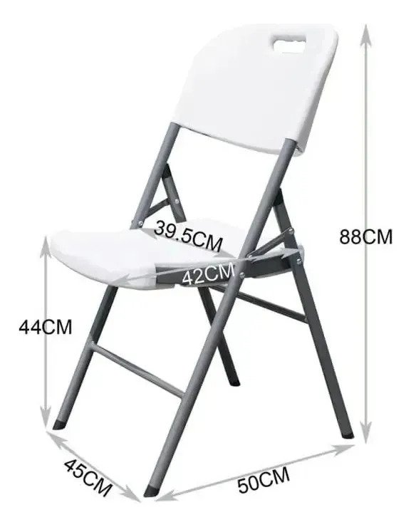 Silla Plegable Reforzada Negro O Blanco X2 Unidades Premium - Image 4