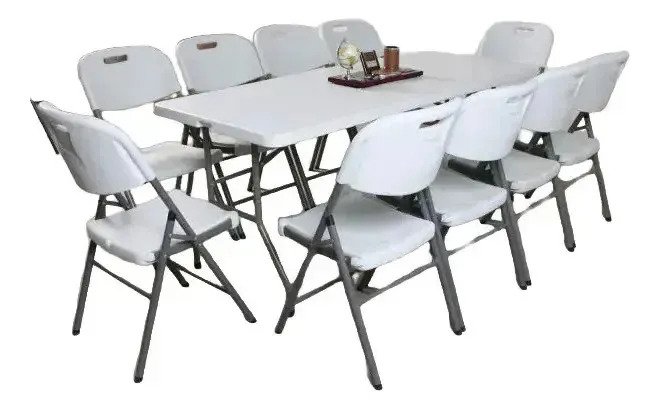 Mesa Plegable Rectangular 240 Cm Valija Playa Picnic Blanco - Image 5