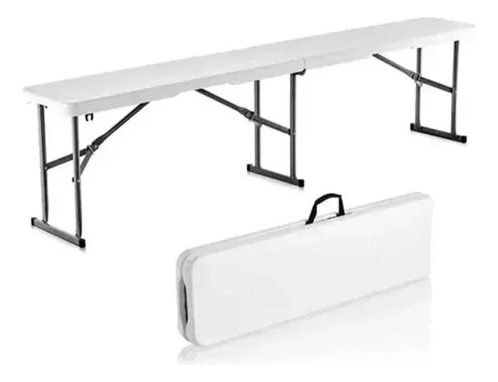 Banco Valija Plegable Reforzado 180cm Blanco Camping Clasico