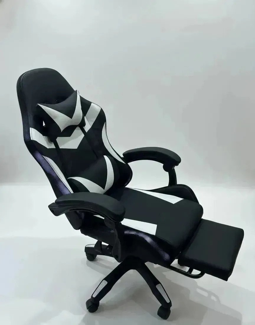 Silla Gamer Escritorio Con Luces Led Multicolor Pc Blanco Cuero Sintético - Image 3