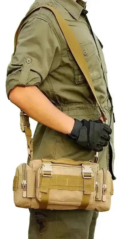 Bolso Morral Riñonera Táctica Militar Reforzada Color Negro