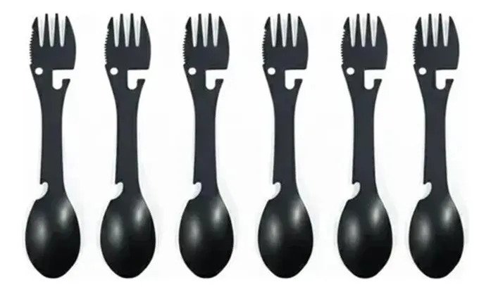 Set X6 Cubiertos Tenedor 5 En 1 Cuchara Destapador Cuchillo