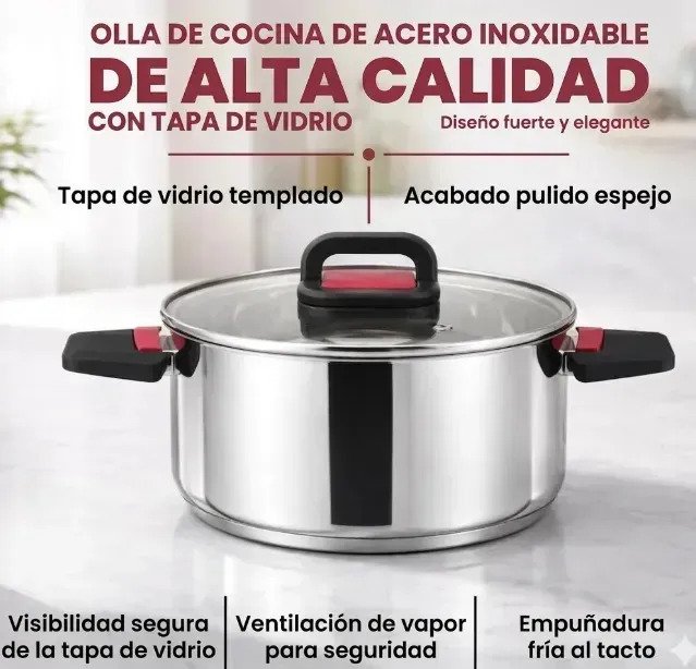 Ollas Batería Cocina Apilable 6 Piezas Acero Inox Inducción Plateado - Image 7