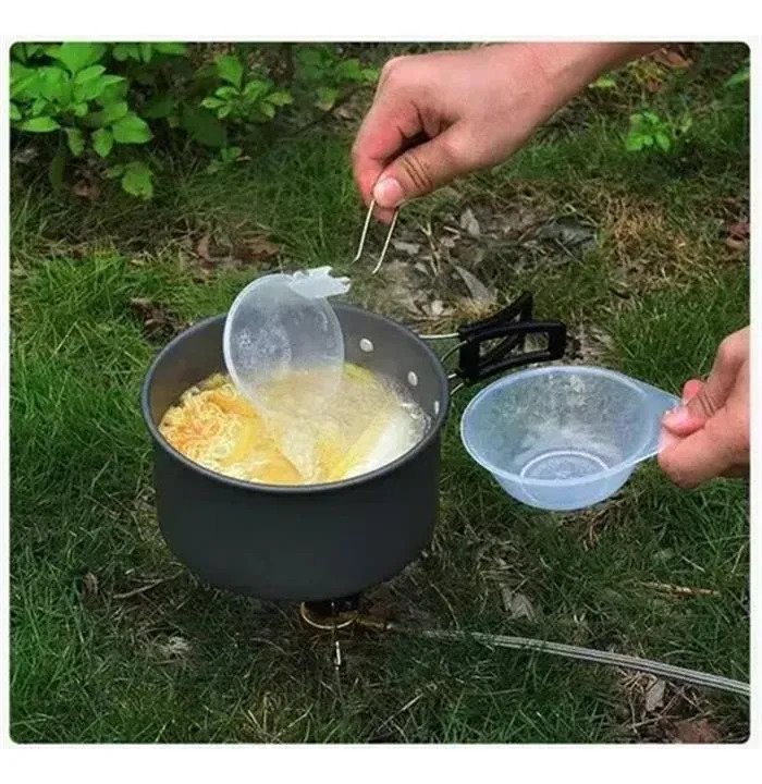 Juego De Ollas Para Camping Plegable 3 En 1 + Tetera Platos - Image 6