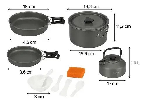 Juego De Ollas Para Camping Plegable 3 En 1 + Tetera Platos - Image 2