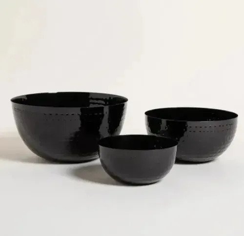Set X3 Bowls De Acero Inoxidable Redondos Alto Negro Premium