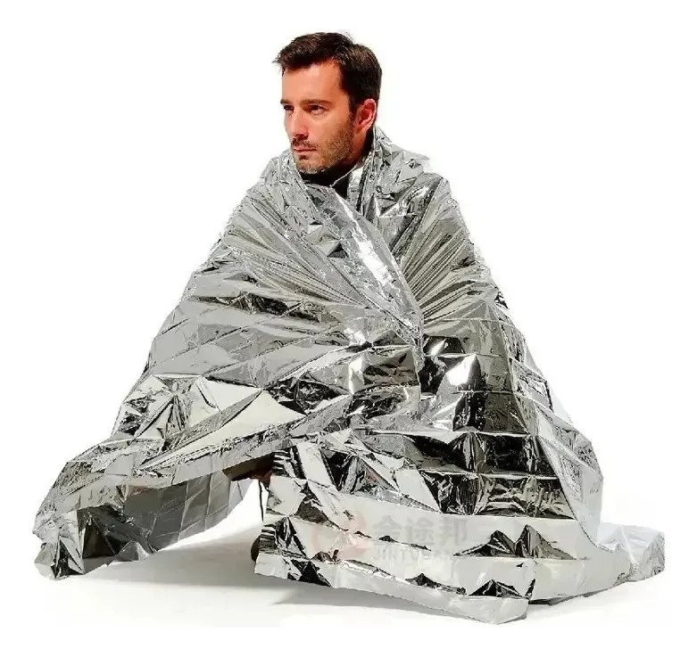 Manta Termica 210x130 Cm Emergencia Supervivencia Isotermica Plateado