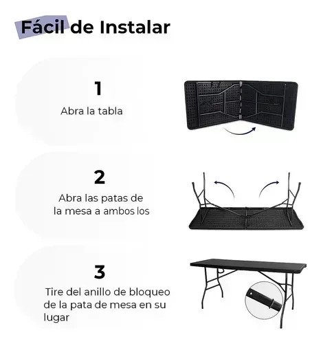 Mesa Plegable Negra 180cm Rectangular Exterior Exclusivo - Image 3