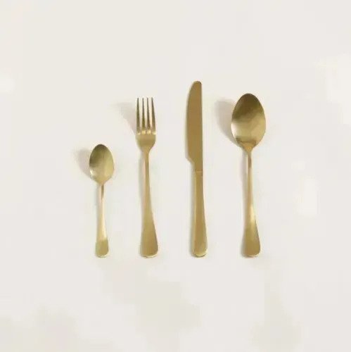 Set X16 Juego Cubiertos Dorado Brillante Acero Inox Superior