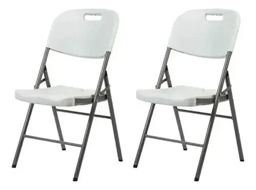 Silla Plegable Reforzada Negro O Blanco X2 Unidades Premium