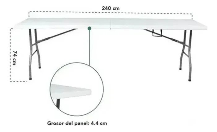 Mesa Plegable Rectangular 240 Cm Valija Playa Exclusivo - Image 2