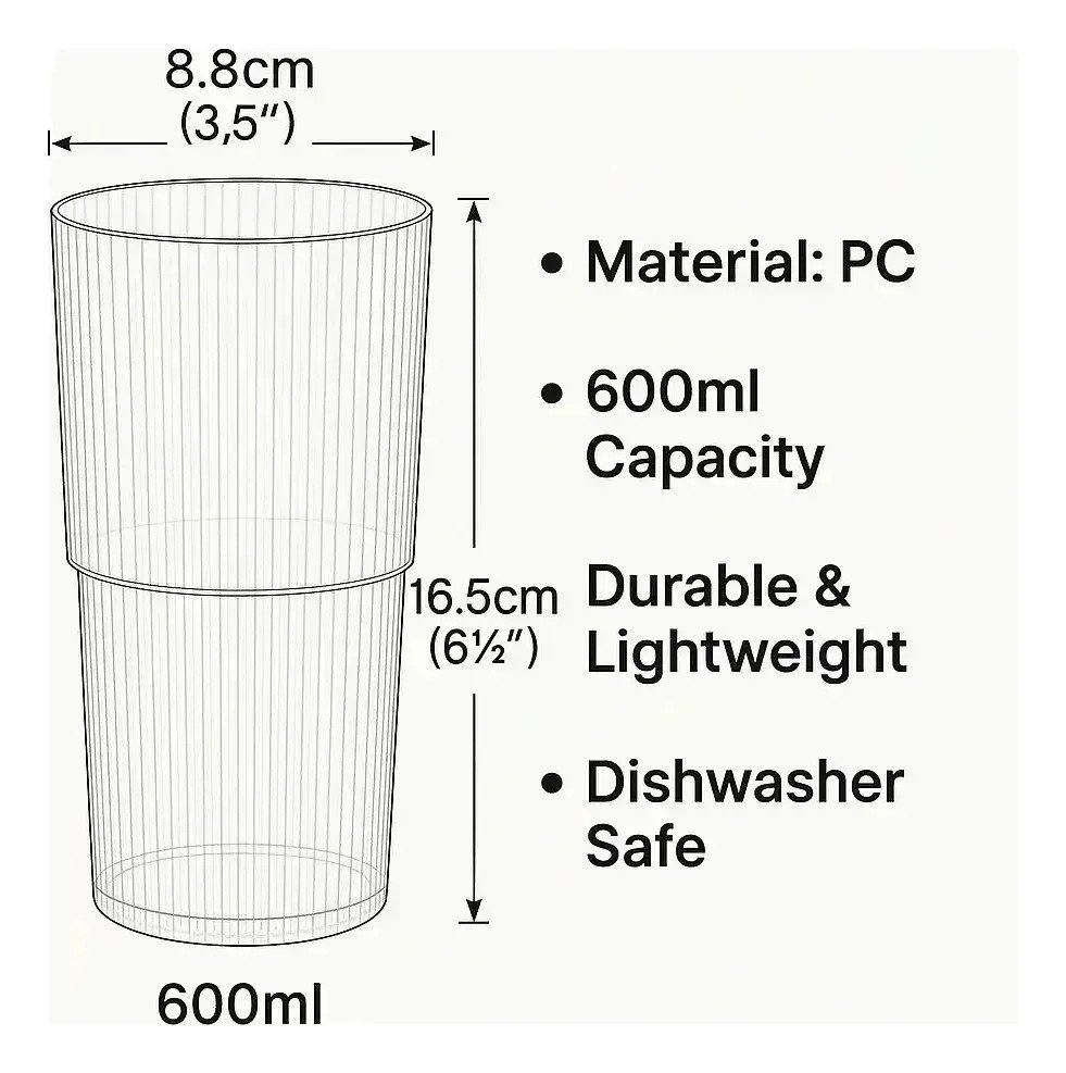 Set X6 Vasos Acrílico 600 Ml Irrompibles Frio Premium - Image 3