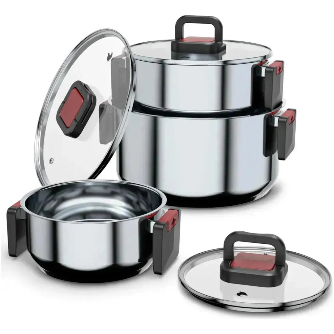 Ollas Batería Cocina Apilable 6 Piezas Acero Inox Superior