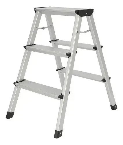 Escalera Tijera Aluminio Plegable Taburete 3 Premium