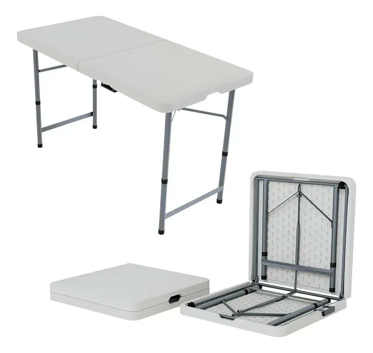 Mesa Plegable 120 Cm Plastica Ajustable Con 3 Superior