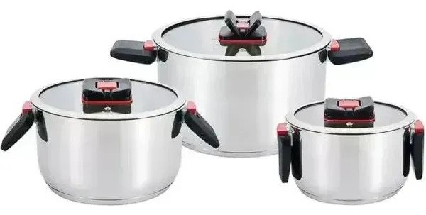 Ollas Batería Cocina Apilable 6 Piezas Acero Inox Inducción Plateado - Image 8