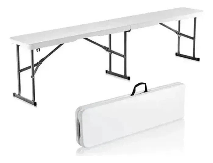 Banco Valija Plegable Reforzado 180cm Blanco Superior