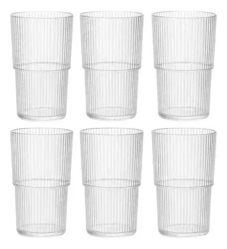 Set X6 Vasos Acrílico 600 Ml Irrompibles Frio Calor Fiestas