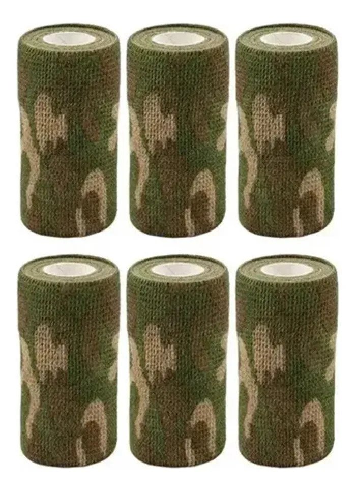 Set X6 Cinta Venda Autoadherente Camuflada 10 Cm X 4.5 M