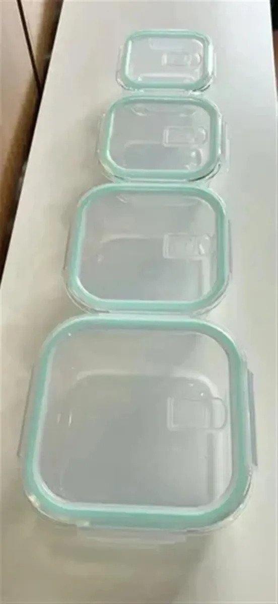 Set X4 Taper Cuadrados Vidrio Hermetico Horno Frezzer Micro - Image 3