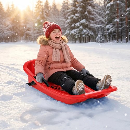 Trineo Infantil Fuego Para Nieve Respaldo Y Frenos Laterales