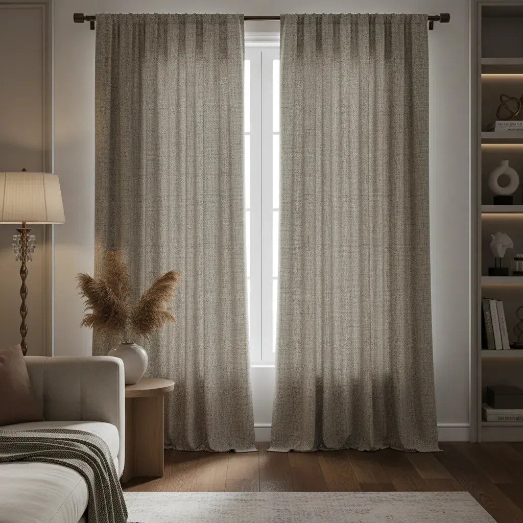 Cortina Blackout Tipo Lino Biege 140x250cm 2 Paños Oscuridad