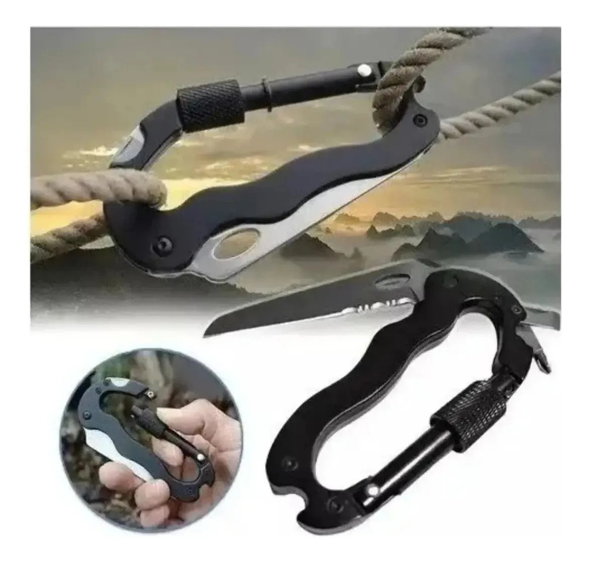 Gancho Mosqueton Tactico Multiuso Cuchillo Destornillador - Imagen 4