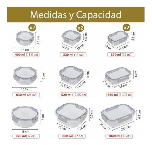 Set 12 Tapers Vidrio Herméticos Para Cocina - Image 4