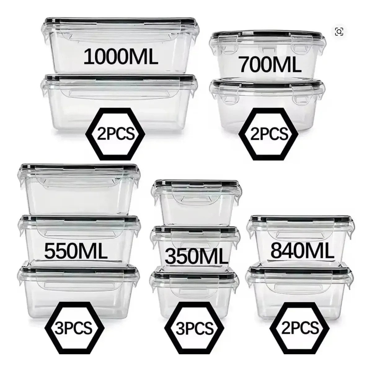 Set De 12 Tapers Frascos Herméticos De Plástico Para Cocina - Image 3