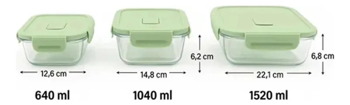 Set X2 Taper Hermetico De Vidrio Rectangular Con Tapa Tupper - Image 7