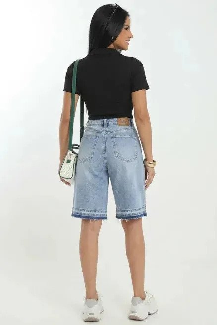 Bermuda Jean Mujer Denim Elastizado Recto Hybrid Premium - Image 3