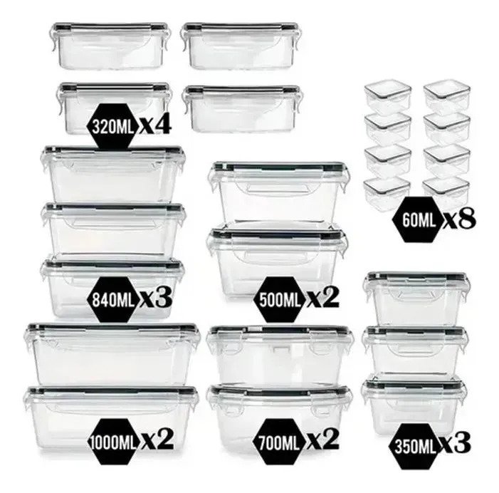 Set De 24 Tapers Frascos Herméticos De Plástico Para Cocina - Image 3