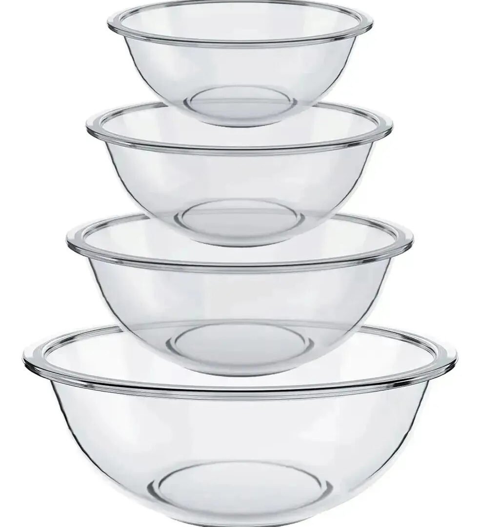 Set Juego 4 Bowls Ensaladera Vidrio Resistentes Cocina Horno