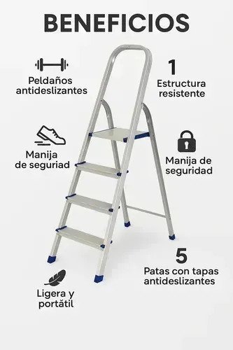 Escalera Tijera De Aluminio Antideslizante Reforzada - Image 4