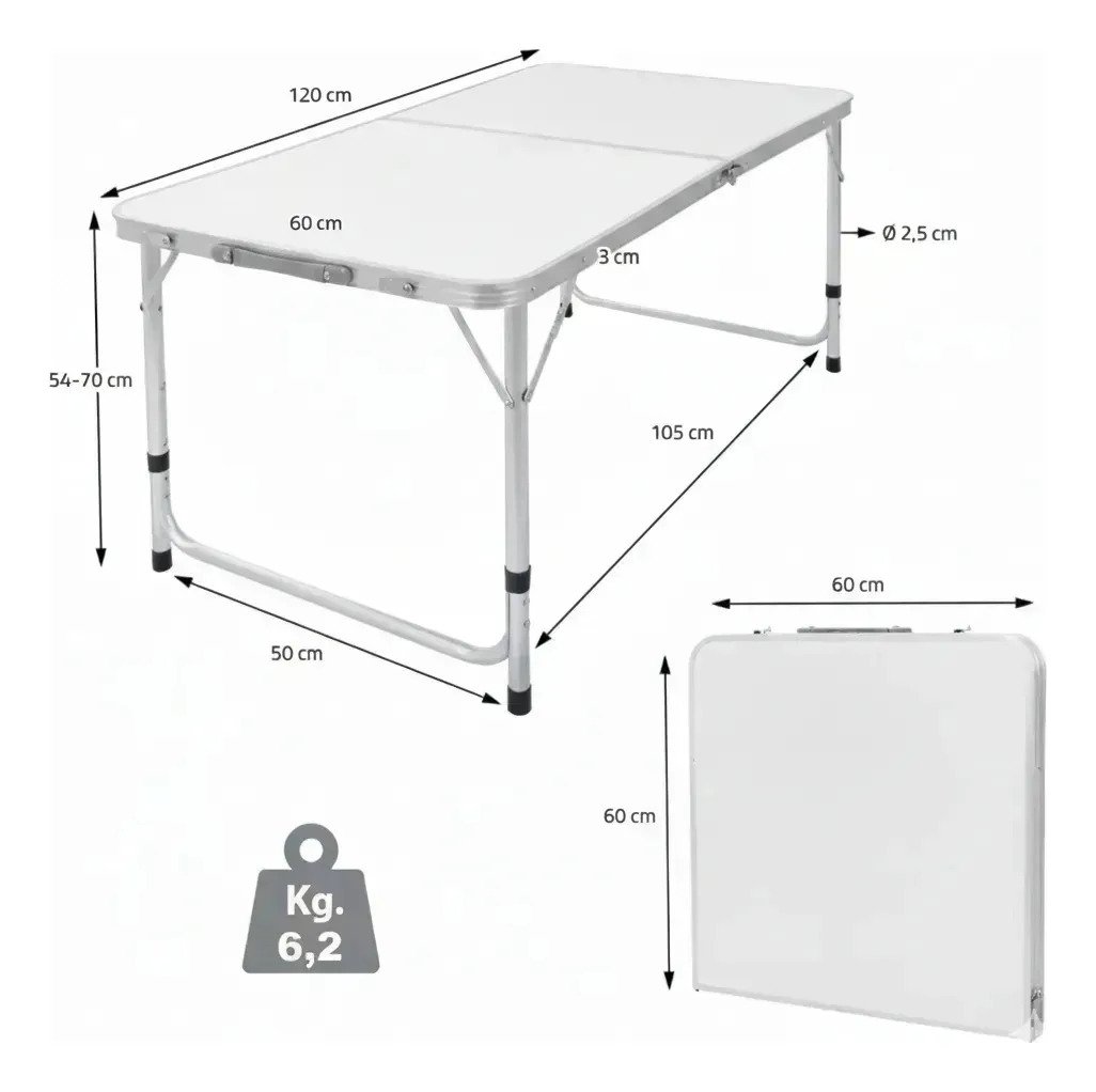 Mesa De Aluminio Plegable De 120 Cm Con 4 Sillas Para Playa - Image 3