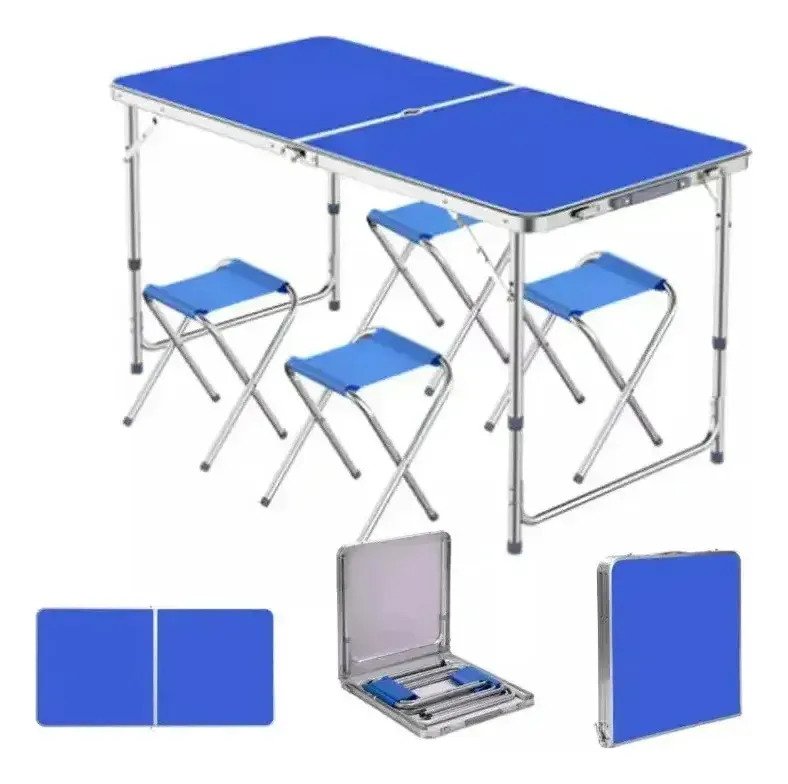 Mesa Plegable Aluminio Camping 120 Cm 4 Sillas