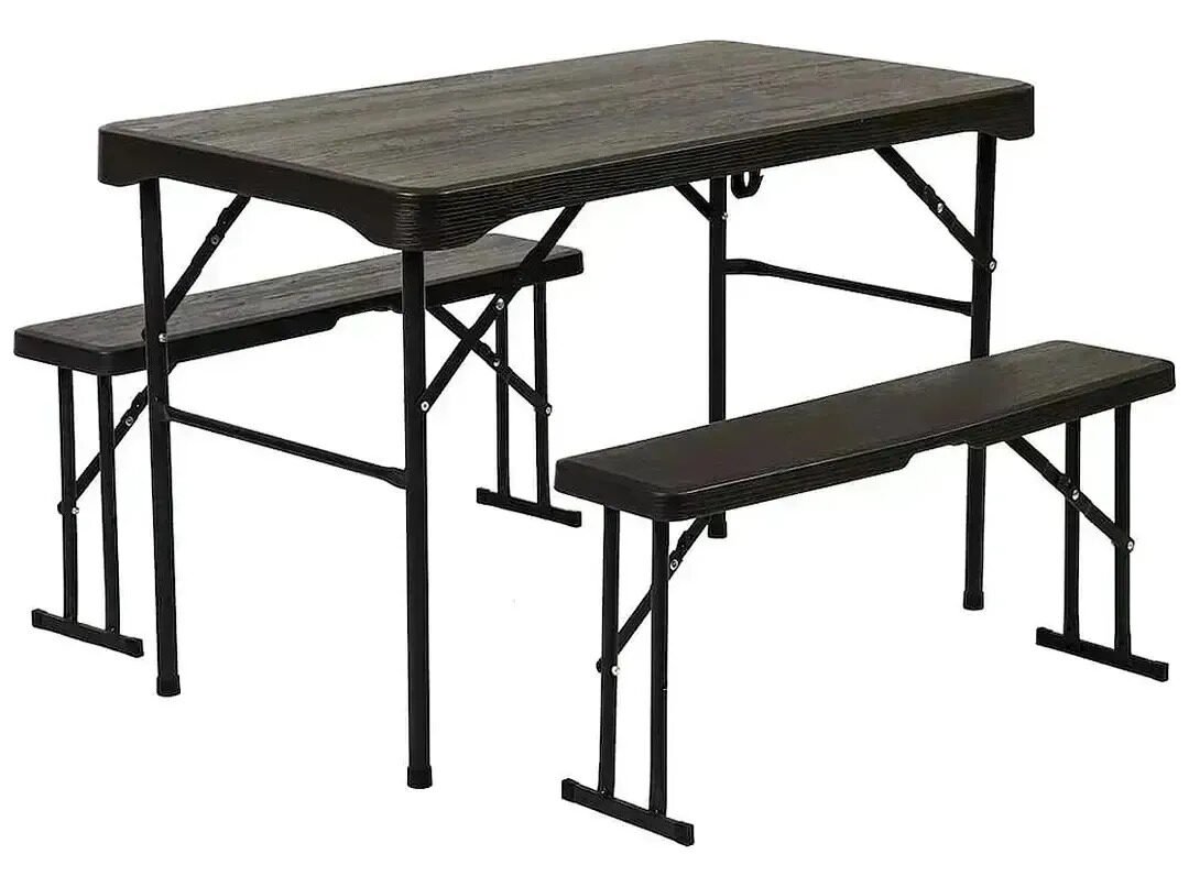 Mesa De Camping Plástica Plegable Con 2 Bancos Tipo Valija