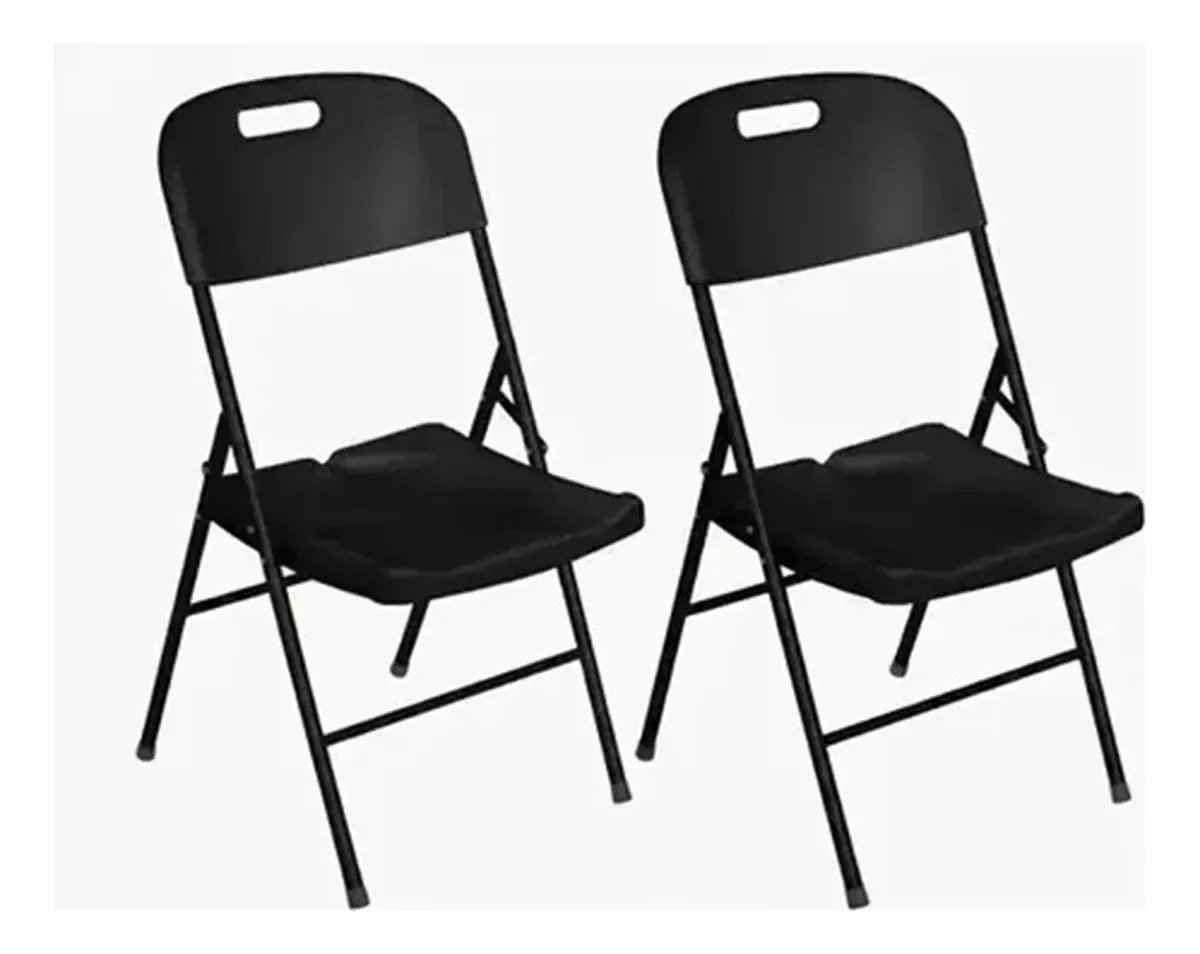 Silla Plegable Reforzada Negro O Blanco X2 Unidades Jardin