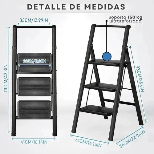 Escalera Plegable Hierro 3 Escalones Reforzada Hogar - Image 3