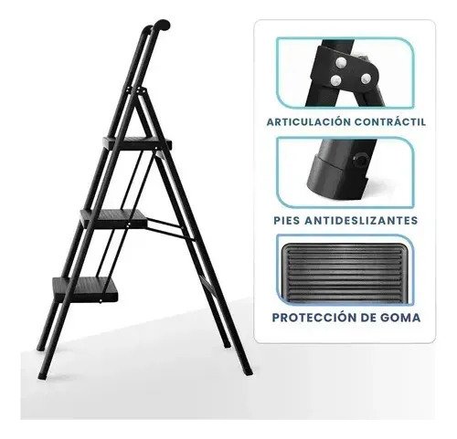 Escalera Plegable Hierro 3 Escalones Reforzada Hogar - Image 4