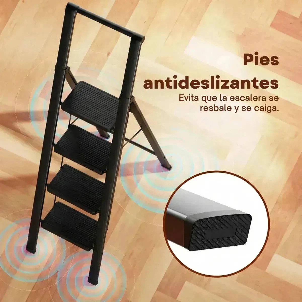 Escalera Plegable 4 Escalones Tipo Tijera Negra Para Hogar - Image 6