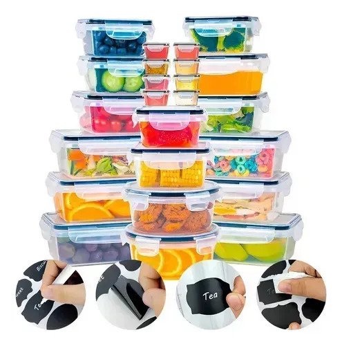 Set De 24 Tapers Frascos Herméticos De Plástico Para Cocina