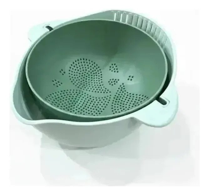 Escurridor Bowl Colador Doble 2 En 1 Giratorio Verdura Pasta