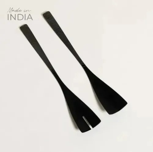 Set De 2 Cubiertos Para Ensalada Negros Rectos De 34 Cm - Image 3