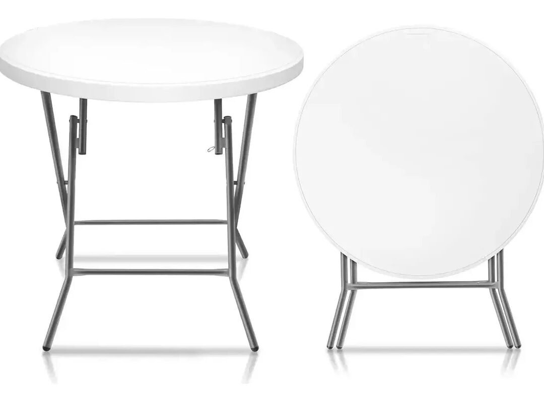 Mesa Plegable Redonda 80 Cm Reforzada Camping Jardin Bar
