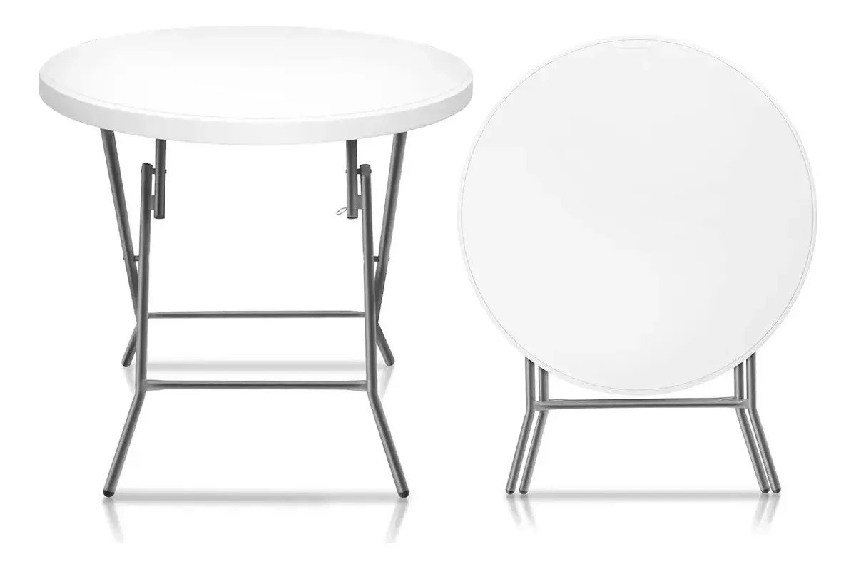 Mesa Plegable Redonda 80 Cm Reforzada Camping Jardin Bar